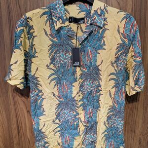 Lost Men's Pineapple Print Shirt - Yellow and Blue